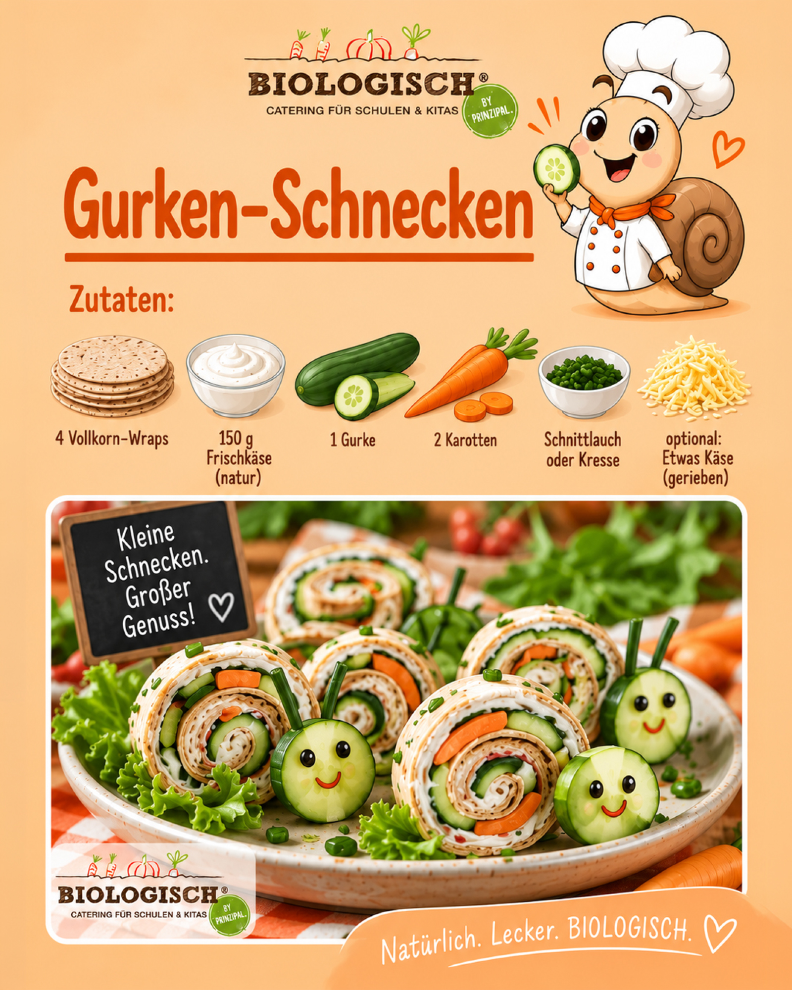 BIOLOGISCH GURKENSCHNECKEN - Kinderrezepte